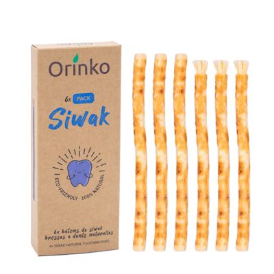 Set of 6 Siwak Sticks – 100% Natural Toothbrush – Cleaner, Disinfectant and Whitener – Ecological, Biodegradable and Vegan