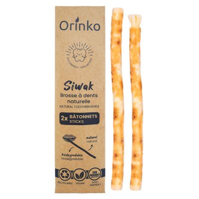 Siwak x2 Miswak Stick Spazzolino 100% Naturale in Legno di Araq (Salvadora Persica) Detergente, Disinfettante e Sbiancante Ecologico, Biodegradabile e Vegano