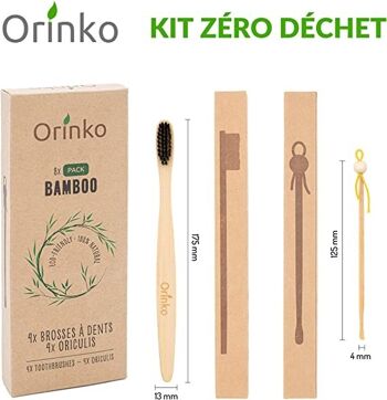 Lot de 4 Cures Oreilles Japonais + 4 Brosses À Dents en Bambou - Pack Zéro Déchet 2