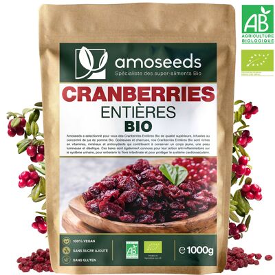 Organic Whole Cranberries 1KG
