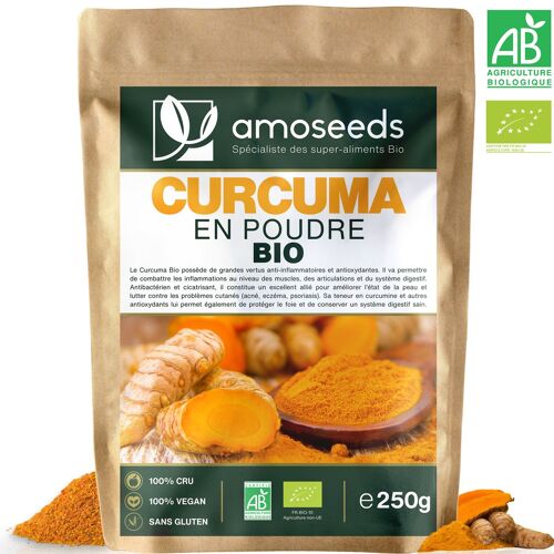 Curcuma en Poudre Bio 250g - AMOSEEDS 