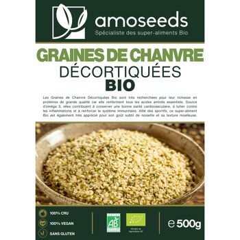 Graines de Chanvre Décortiquées Bio 500G 3