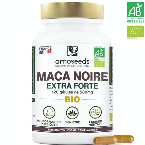 Maca Noire Bio, Extra forte | 120 gélules de 500mg