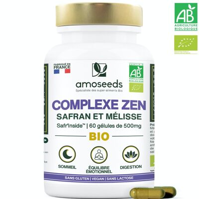 Organic Zen Complex, Saffron and Lemon Balm | 60 capsules of 500mg