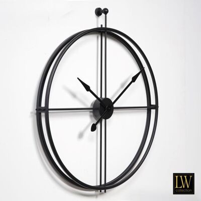 Wandklok XL Alberto zwart 80cm - Wandklok minimalistisch - Industriële wandklok stil uurwerk