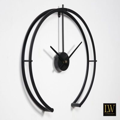 Wandklok Denzel Zwart 52cm - Wandklok modern - Stil uurwerk - industriële wandklok