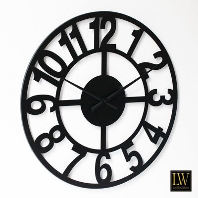 Wandklok XL Jannah zwart 80cm - Wandklok modern - Industriële wandklok stil uurwerk