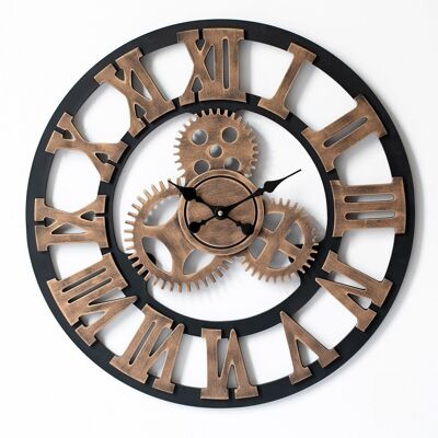 Wandklok Levi brons grieks 40cm - Wandklok romeinse cijfers - Industriele wandklok stil uurwerk