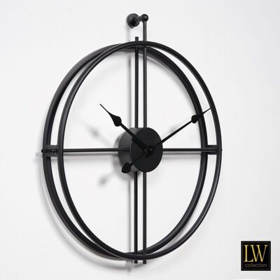 Wandklok Alberto zwart 52cm - Wandklok modern - Stil uurwerk - Industriële wandklok