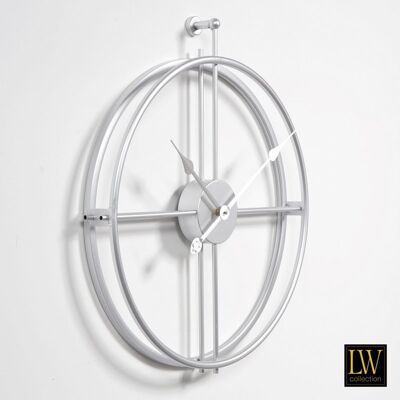 Wandklok Alberto zilver 52cm - Wandklok modern - Stil uurwerk - Industriële wandklok