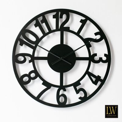 Wandklok Jannah zwart 60cm - Wandklok modern - Industriële wandklok stil uurwerk