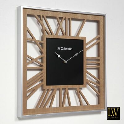 Wandklok XL Zayden hout 80cm - Wandklok romeinse cijfers - Industriële wandklok stil uurwerk