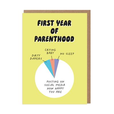 Tarjeta divertida del nuevo bebé del primer año de paternidad