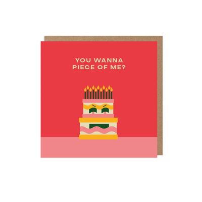 Pedazo de mí divertido pastel tarjeta de cumpleaños
