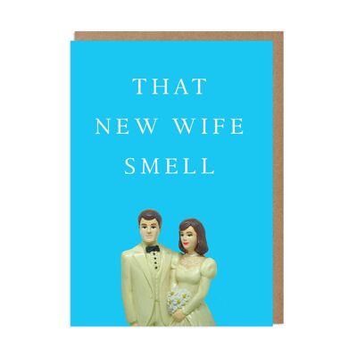 Tarjeta de boda divertida con olor a nueva esposa