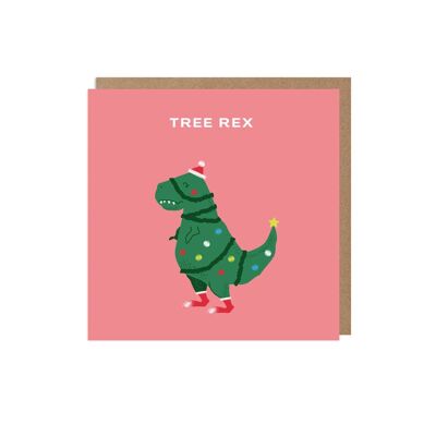 Cartolina di Natale con dinosauro divertente Tree Rex