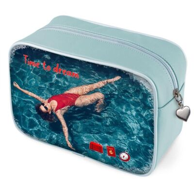 Woman in a pool wash bag