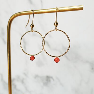 Mini round earrings # - Coral
