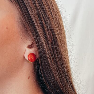 Boucles d'oreilles clip TOKYO - Rouge