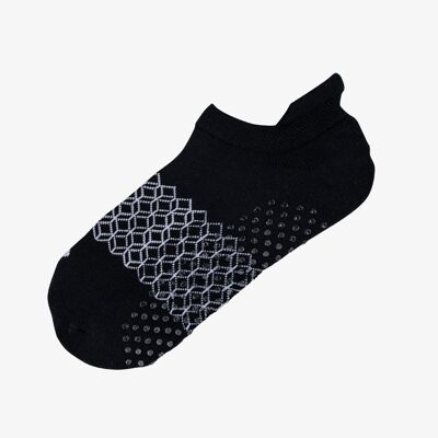 flow - chaussettes antidérapantes en coton bio peigné idéales pour le yoga et le pilates - noir - 1 paire