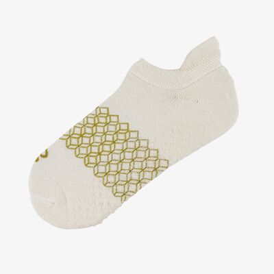 flow - organic combed cotton gripper socks ideal for yoga and pilates - natural undyed - 1 pair
