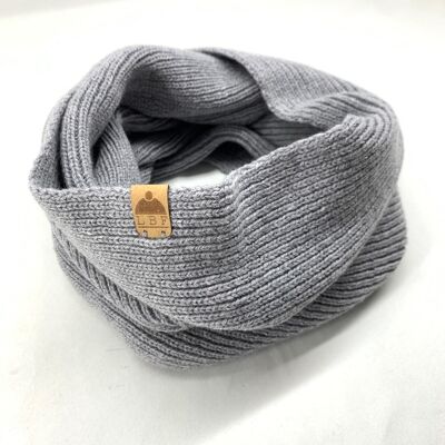 Tubular scarf (snood) gray LBF wool