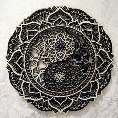Mandala de madera Yin Yang, 36x36cm - 1,5 kg