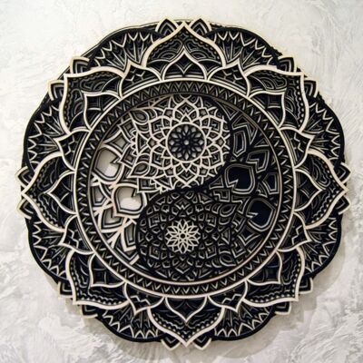 Mandala in legno Yin Yang, 45x45 cm - 2,5 kg