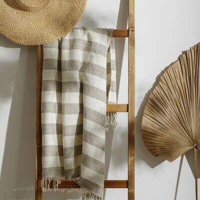 Linen Beach Towel / Natural stripes