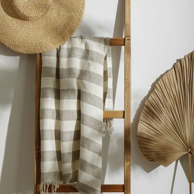 Linen Beach Towel / Natural stripes
