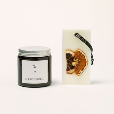 GIFT PACK CANDLE + CLOSET WAX BAR AIR FRESHENER 10. SU: bergamot, mandarin and basil