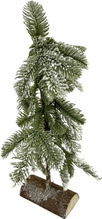 Sapin de Noël avec neige sur pied plat - 40 cm | Décoration de Noël naturelle | Arbre de Noël à pied | Décoration de Noël | blanche 1