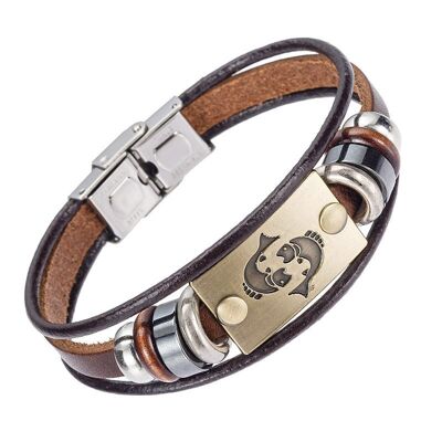 Sternzeichen Lederarmband für Männer - Fische