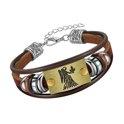 Zodiac leather bracelet for men - Virgo