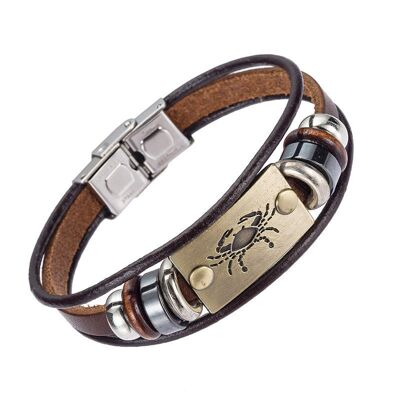 Zodiac leather bracelet for men - Cancer