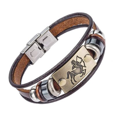 Zodiac leather bracelet for men - Sagittarius