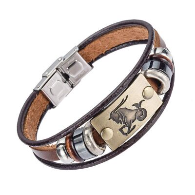 Zodiac leather bracelet for men - Capricorn