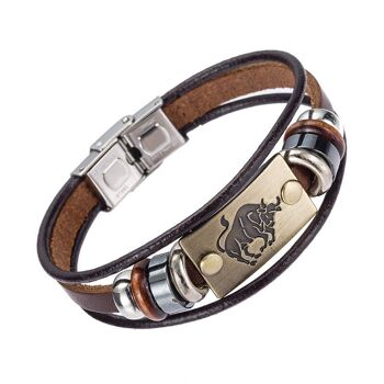 Bracelet cuir Zodiac pour homme - Taureau