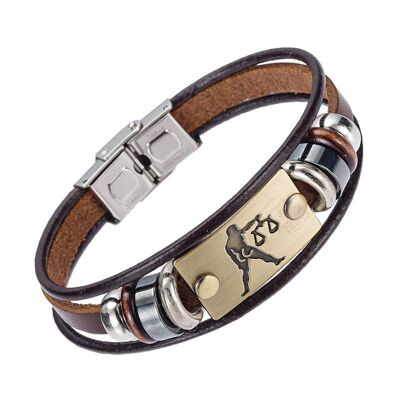 Zodiac leather bracelet for men - Libra