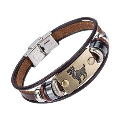 Zodiac leather bracelet for men - Aries