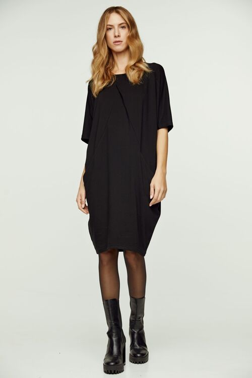 Black Batwing Style Dress with Pockets