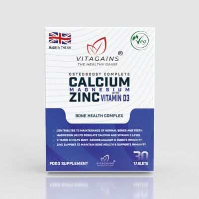 Complexe minéral de calcium VitaGains
(Calcium, Zinc, Magnésium & Vitamine D3)