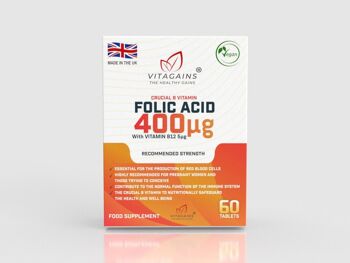 VitaGains Acide Folique 400µg Avec B12 1