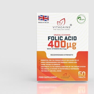 VitaGains Folic Acid 400µg With B12