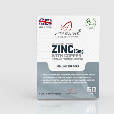 VitaGains Zinc 15mg with Copper