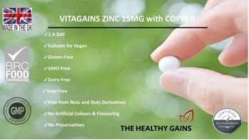 VitaGains Zinc 15mg avec Cuivre 4