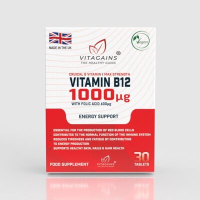 VitaGains Vitamina B12 1000μg con Ácido Fólico 400μg