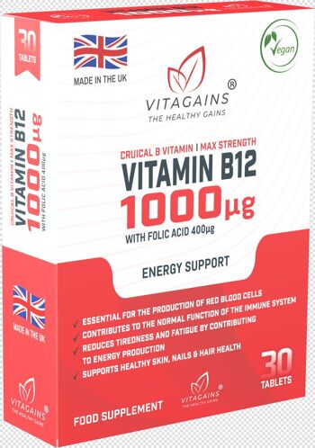 VitaGains Vitamine B12 1000µg avec Acide Folique 400µg 3