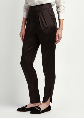 Pantalon en soie ébène Estella