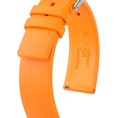 HIRSCH Uhren-Armband Pure L - Premium Kautschuk - tierfrei - wasserdicht und formstabil - hautfreundlich - für Damen & Herren - Orange - erhältlich in den Ansatzbreiten 20mm und 22mm